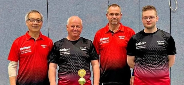 Die erfolgreichen Tischtennisspieler aus Ueckermünde: Tuan Trinh, Mario Lejeune, Jörn Klünder und Tobias Meitzner (von links). Foto: ZVG